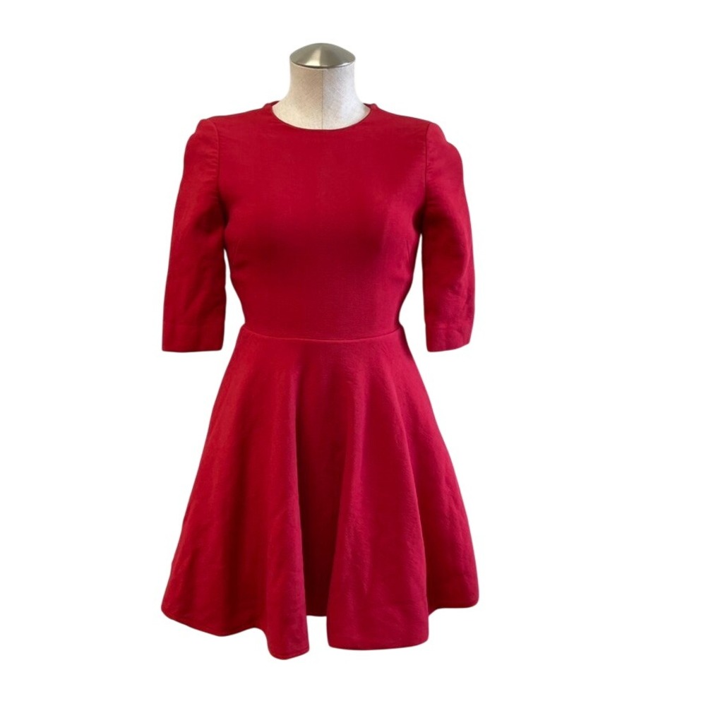 Christian Dior Dress Womens Size 4 Red Wool Silk Fit and Flare 7A21662A1166